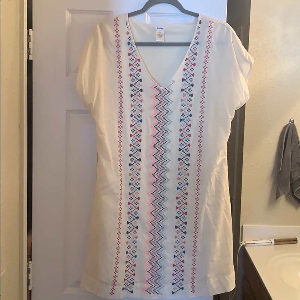 Ivory print mini dress with pockets!